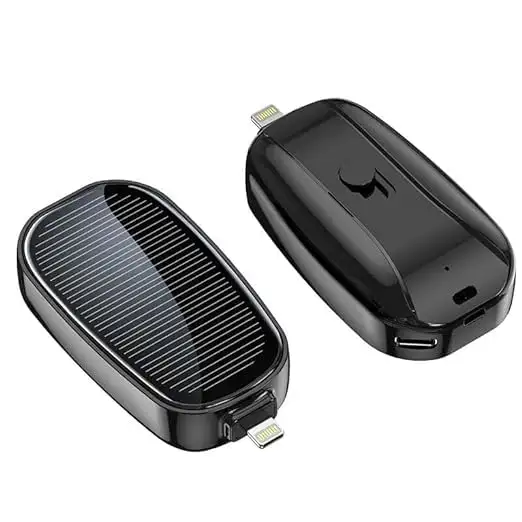 1500mAh Mini Solar Keychain Power Bank | Emergency Carabiner Charger for iOS & Android