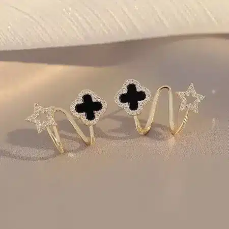 Star & Clover Double Stud Earrings