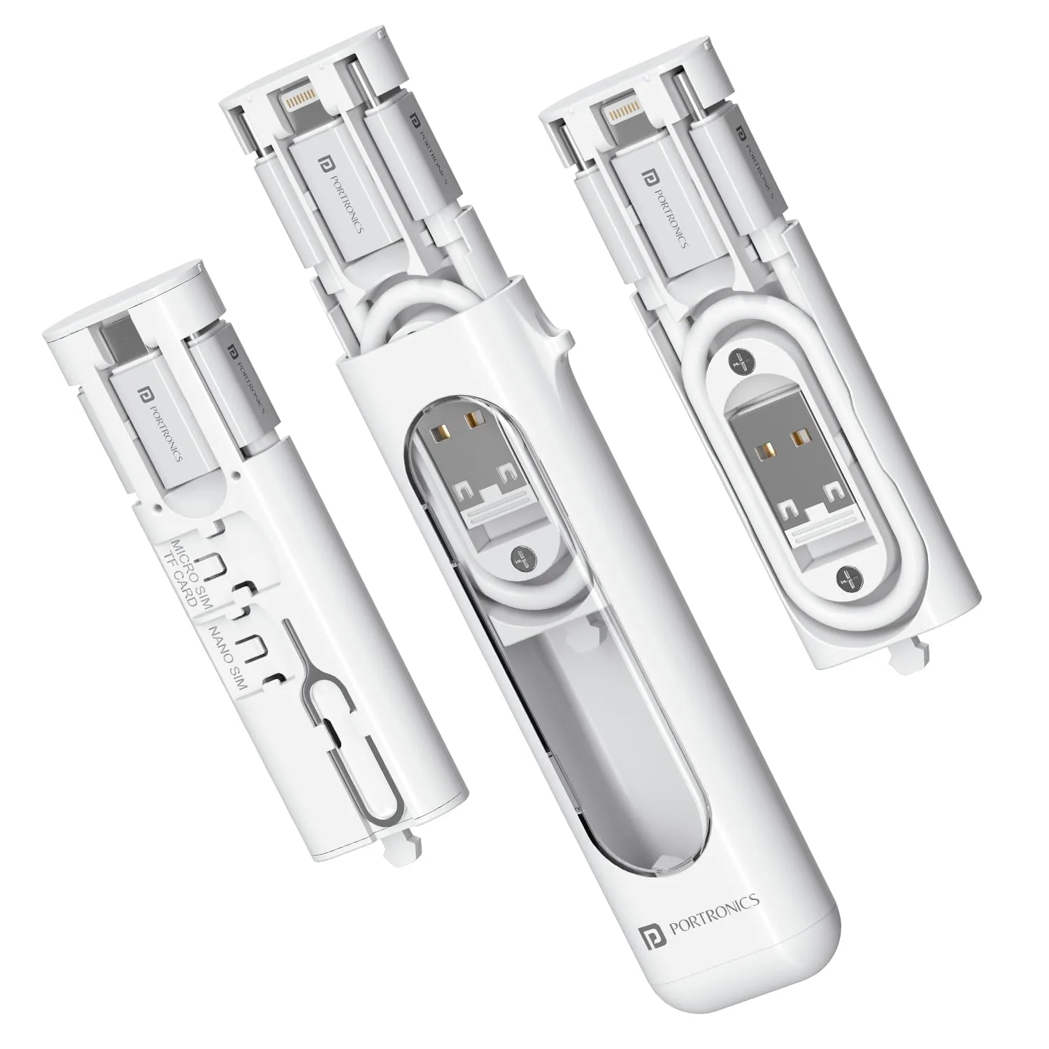 6-in-1 Multi-Function Charging Cable Organizer with SIM Tool & Card Storage