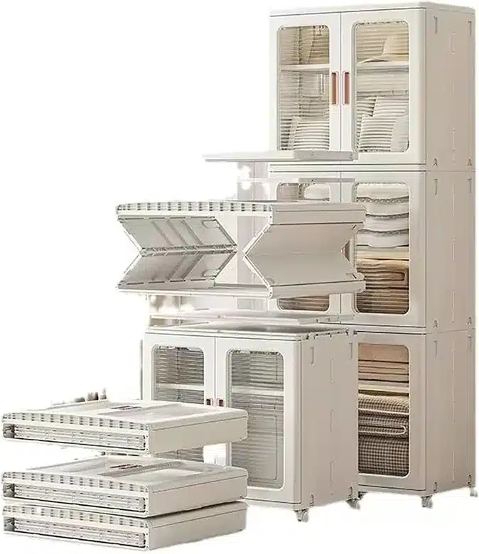 Modular Multi Layer Storage Cabinet with Transparent Doors