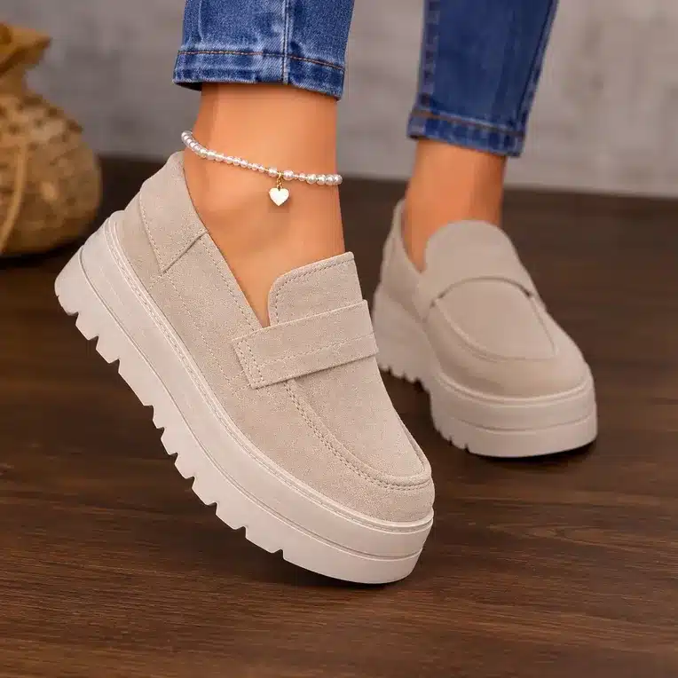 Women’s Beige Platform Loafers