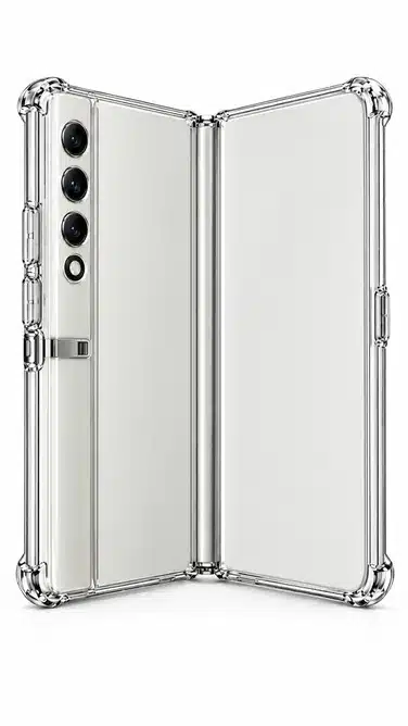White Foldable Clear Protective Smartphone Case with Camera Guard and Shockproof Corner Protection Design