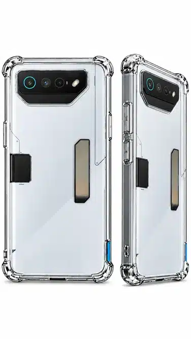 White Gaming Clear Protective Smartphone Case with Camera Guard and Shockproof Corner Design