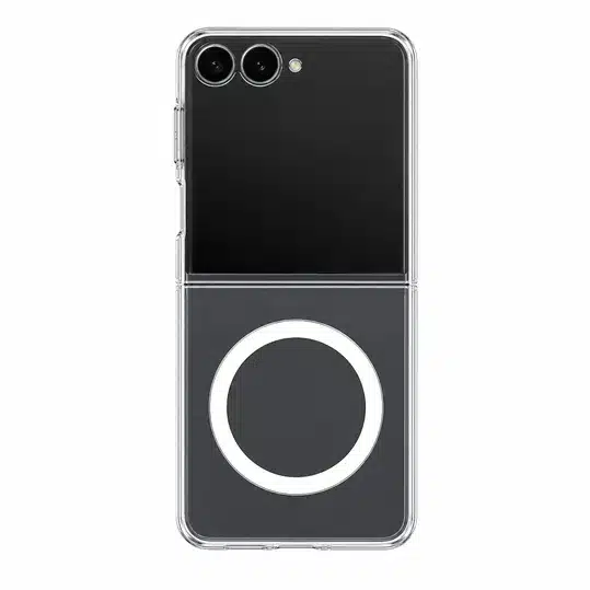 Clear Protective Foldable Phone Case with Magnetic Ring Holder and Camera Guard