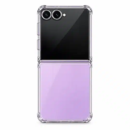 Stylish Lavender Foldable Smartphone case with Dual Camera and Glossy Two Tone Design