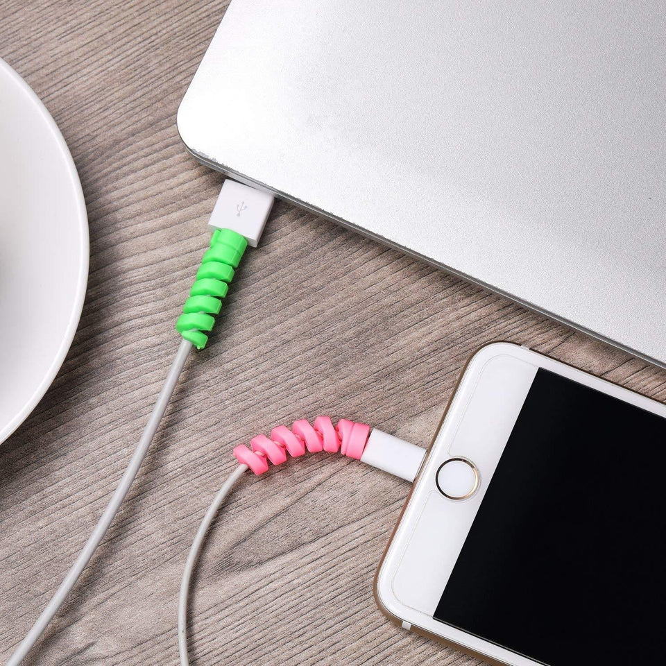 Spiral Charger Cable Protector Data Cable Saver Charging Cords Protective for All Universal  Cable Cover (Pack of 10)