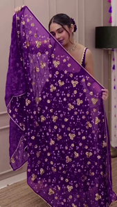 heavy purple anarkali set with embroidered dupatta
