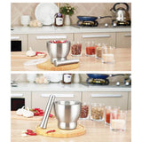 Kitchen Mortar and Pestle Grinder 304 Stainless Steel with Anti Spill Lid