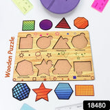 Wooden Triangles Puzzle Learning Educational Board (1 Set  2820 Cm)