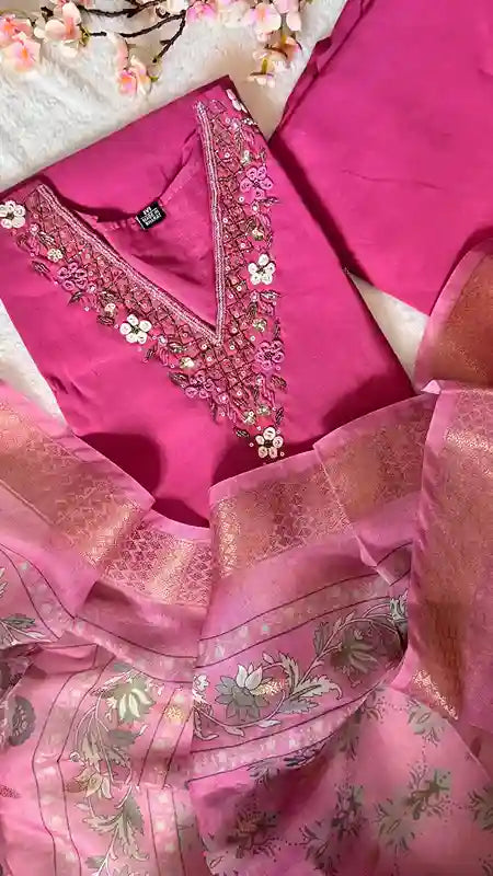 Pure Premium Block kurta set with Dupatta