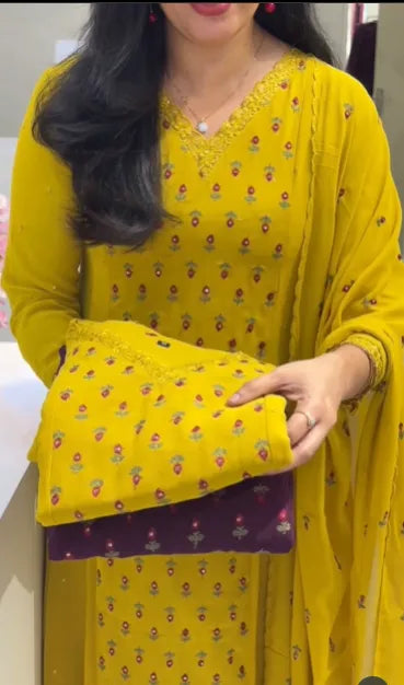 Sunshine Yellow A-Line Embroidered Kurta