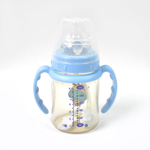Plastic Baby Feeding Bottle With Handles Cleaning Brush  Straw (180 Ml  1 Pc)