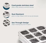 Square Stainless Steel Spice Box, Organiser With 9 Compartment