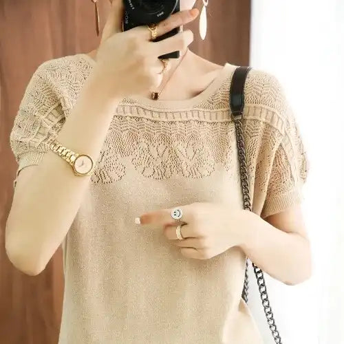T-shirt New Neck Sweater Casual Top Women's T-shirt Loose Pullover Large Size