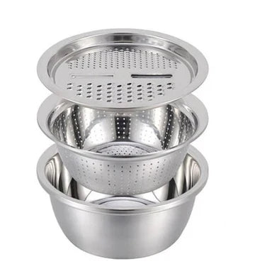 Multifunctional Basin with Strainer & 5 Different Blades for Kitchen (Set of 1) Silver