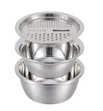 Multifunctional Basin with Strainer & 5 Different Blades for Kitchen (Set of 1) Silver