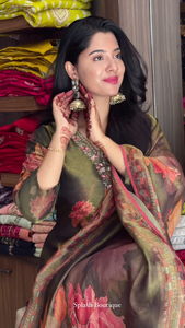 Woven Design Silk Blend Straight Kurta With Palazzos & Dupatta