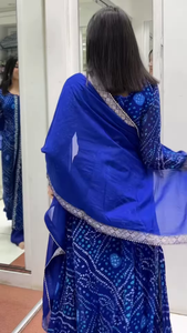 Blue Printed Georgette Palazzo Salwar Suit