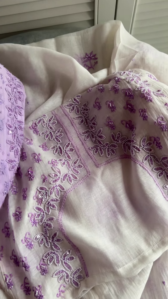 Embroidered Organza Unstitched Dress Material