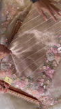 Elegant Embroidered Saree with Floral Motifs and Pearl Accents