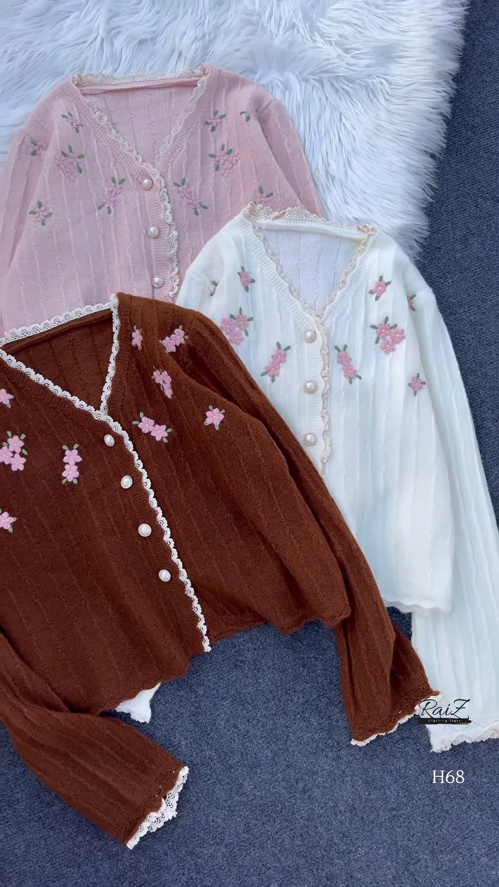 Lace-Trimmed Floral Embroidered Cardigans