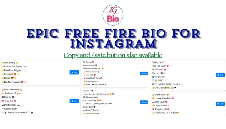 475+ Epic Free Fire Bio for Instagram 🎮