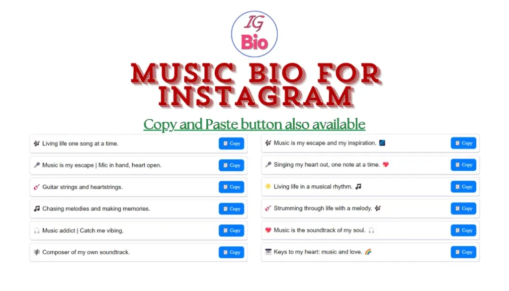 100+ Music Bio for Instagram | Copy & Paste