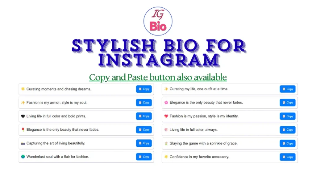 100+ Stylish Bio for Instagram | Copy & Paste