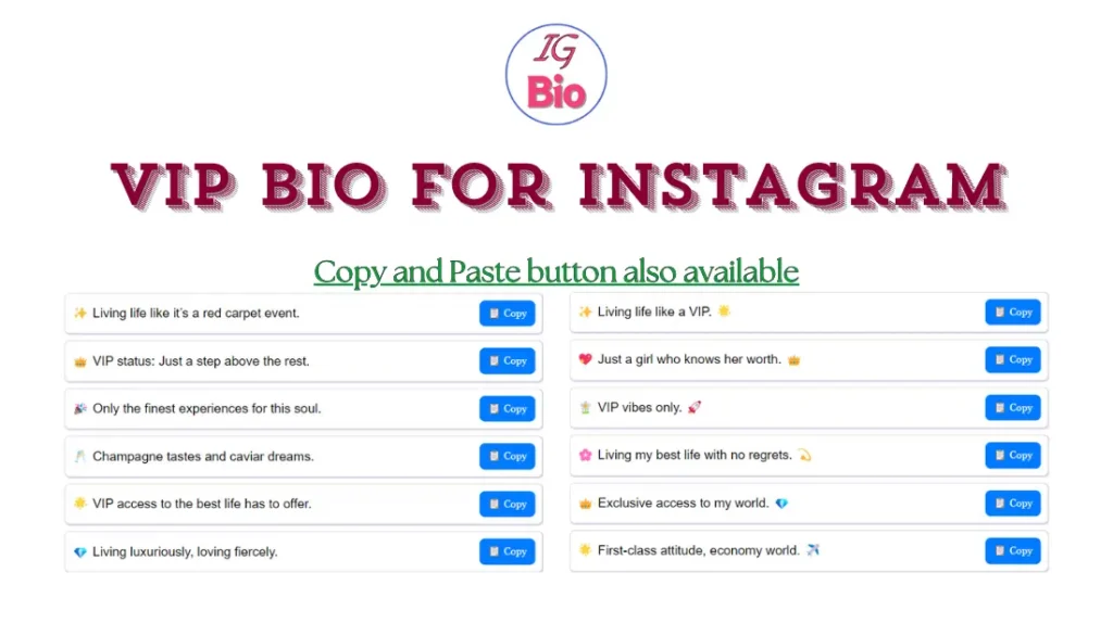 100+ VIP Bio for Instagram | Copy & Paste