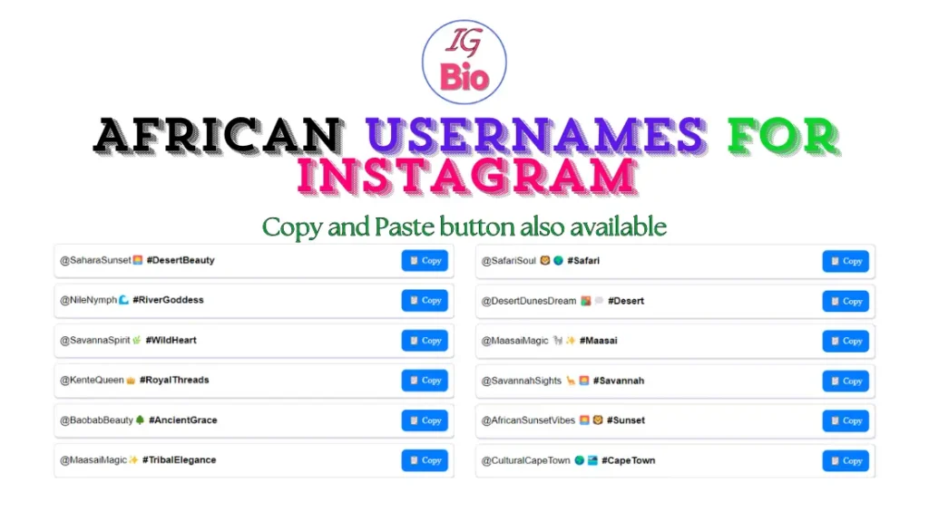 African Usernames for Instagram | Copy & Paste