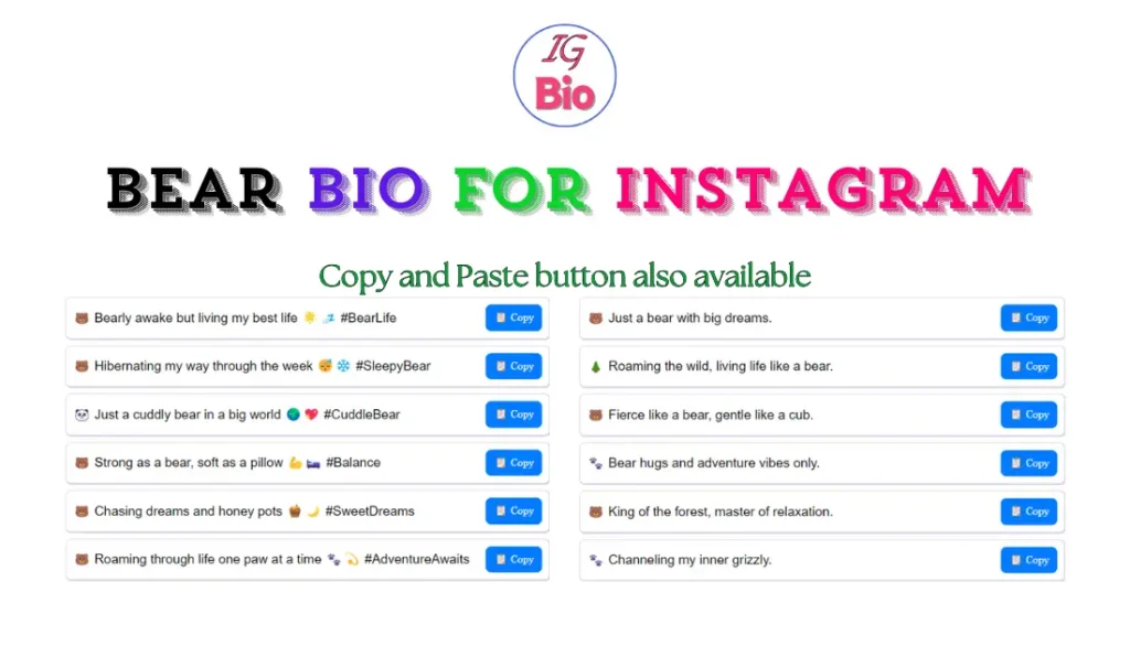 100+ Bear Bio for Instagram | Copy & Paste