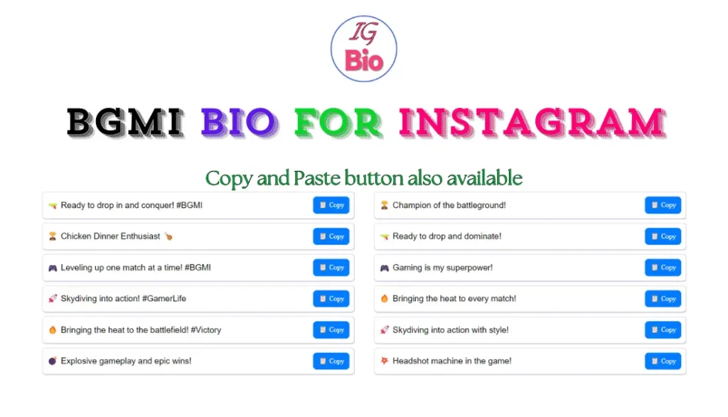 100+ BGMI Bio for Instagram | Copy & Paste