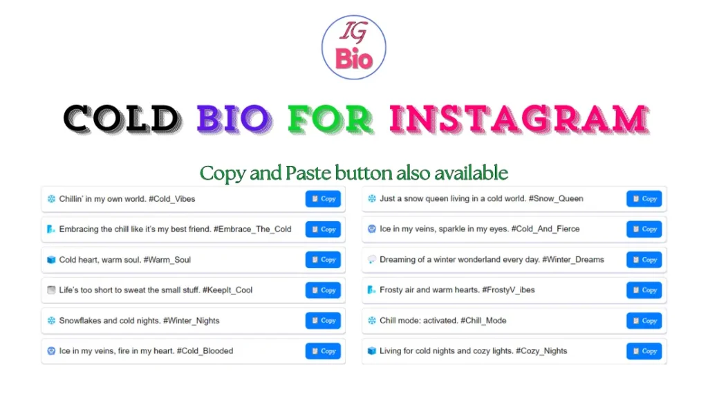 100+ Cold Bio For Instagram | Copy & Paste