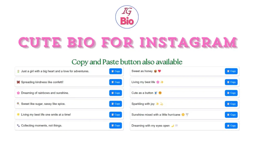 100+ Cute Bio for Instagram | Copy & Paste