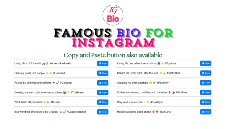 100+ Famous Bio For Instagram | Copy & Paste