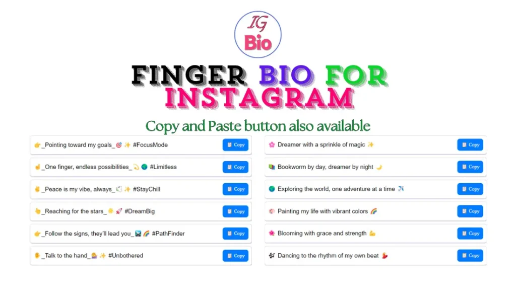 100+ Finger Bio for Instagram | Copy & Paste