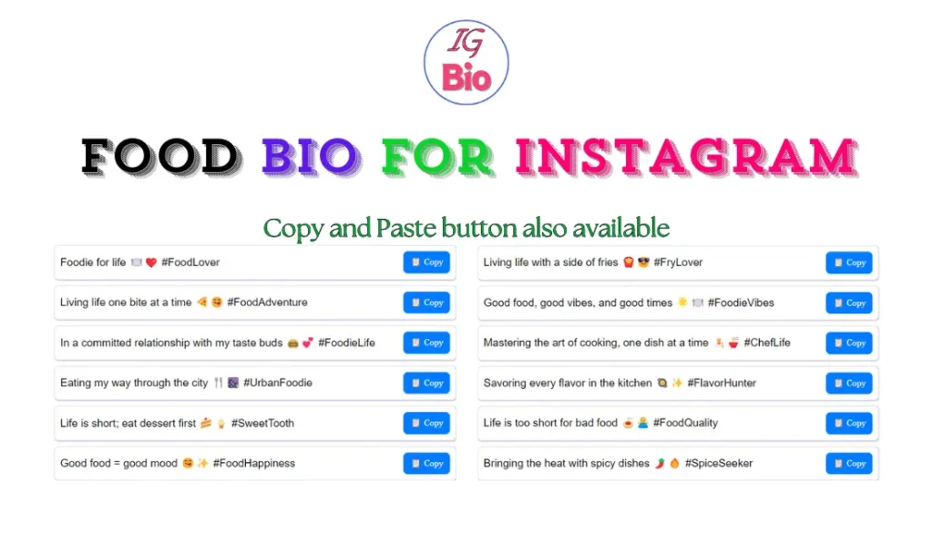 100+ Food Bio For Instagram | Copy & Paste