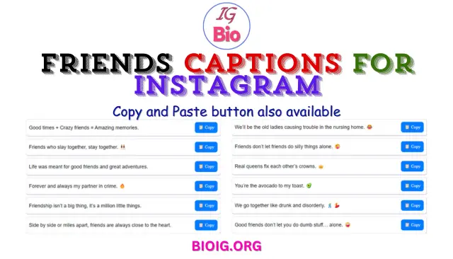 100+ Friends Captions For Instagram | Copy & Paste