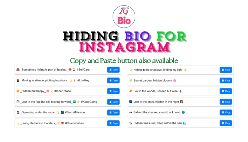 100+ Hiding Bio for Instagram | Copy & Paste