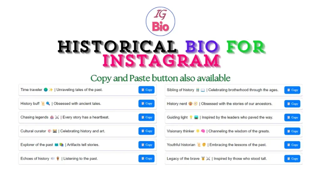 100+ Historical Bio for Instagram | Copy & Paste