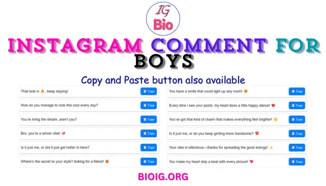 Instagram Comment for Boys | Copy & Paste