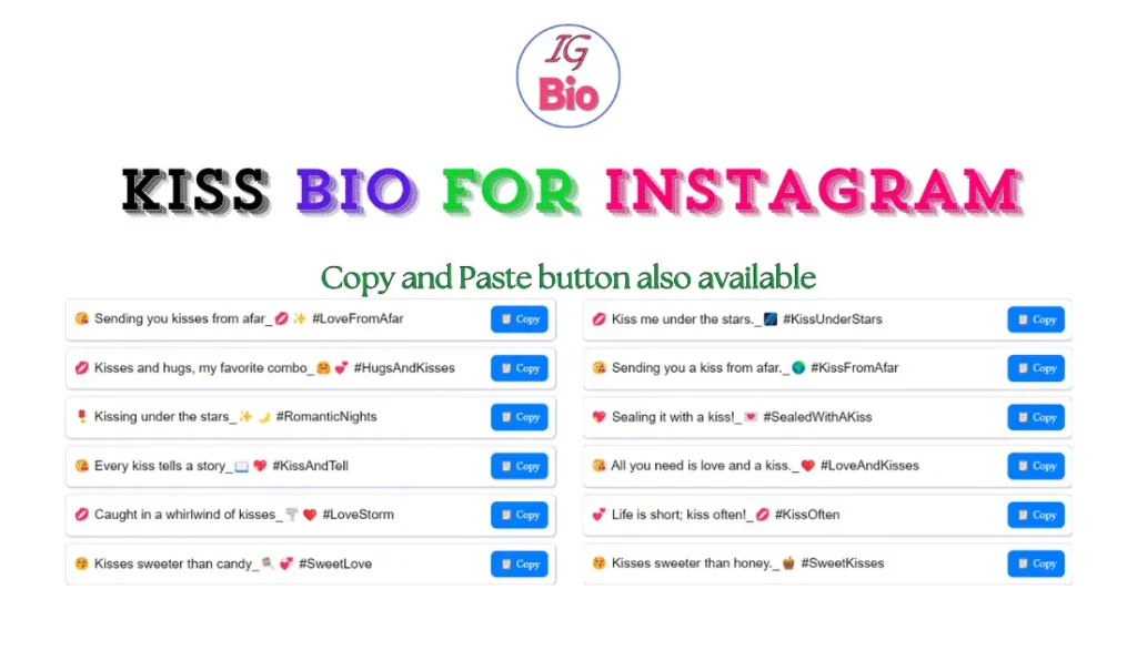 100+ Kiss Bio for Instagram | Copy & Paste