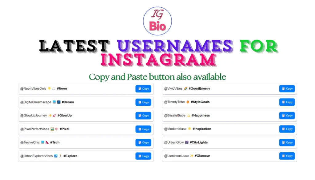 Latest Usernames for Instagram | Copy & Paste