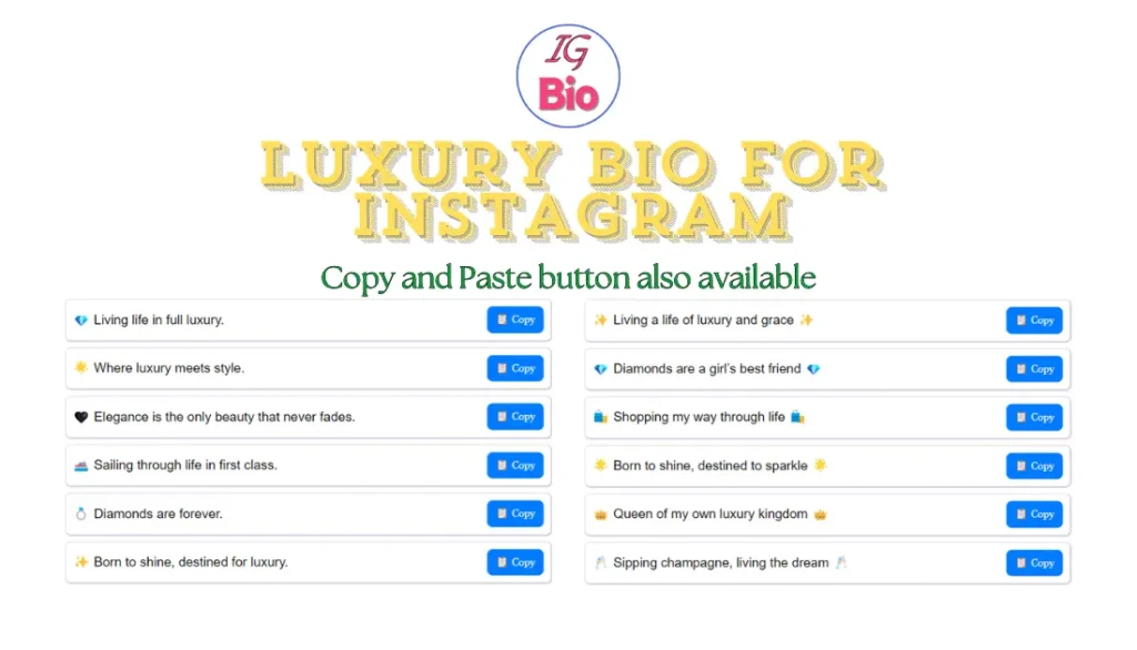 100+ Luxury Bio for Instagram | Copy & Paste