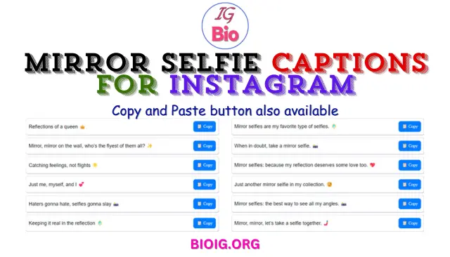 100+ Mirror Selfie Captions For Instagram | Copy & Paste