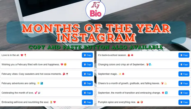 Months of the Year Instagram Captions | Copy & Paste