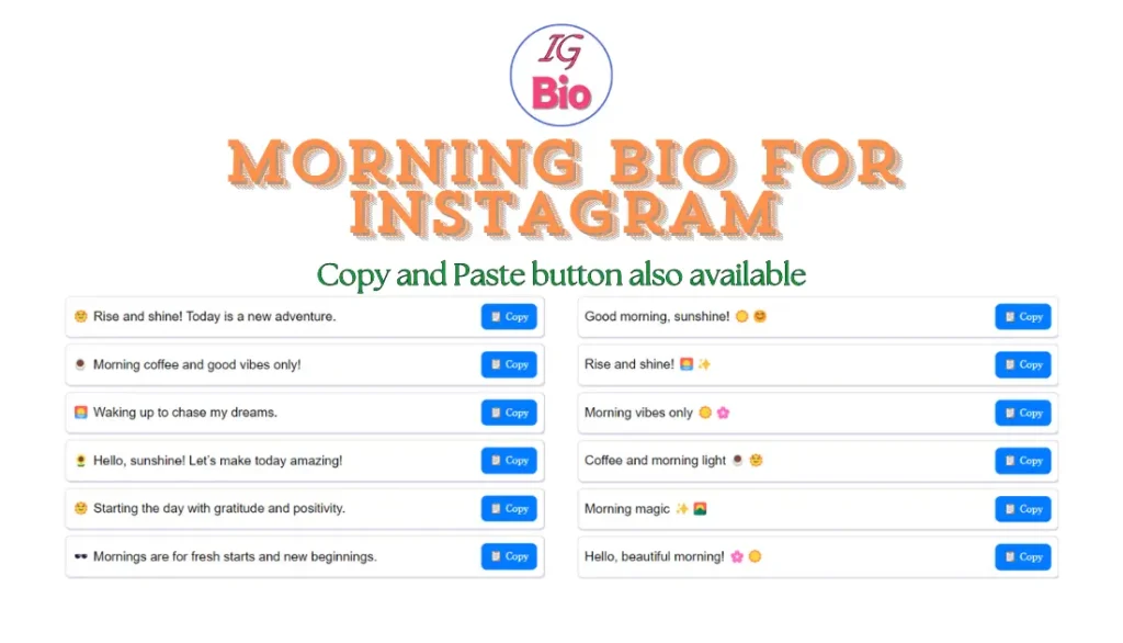 100+ Morning Bio for Instagram | Copy & Paste