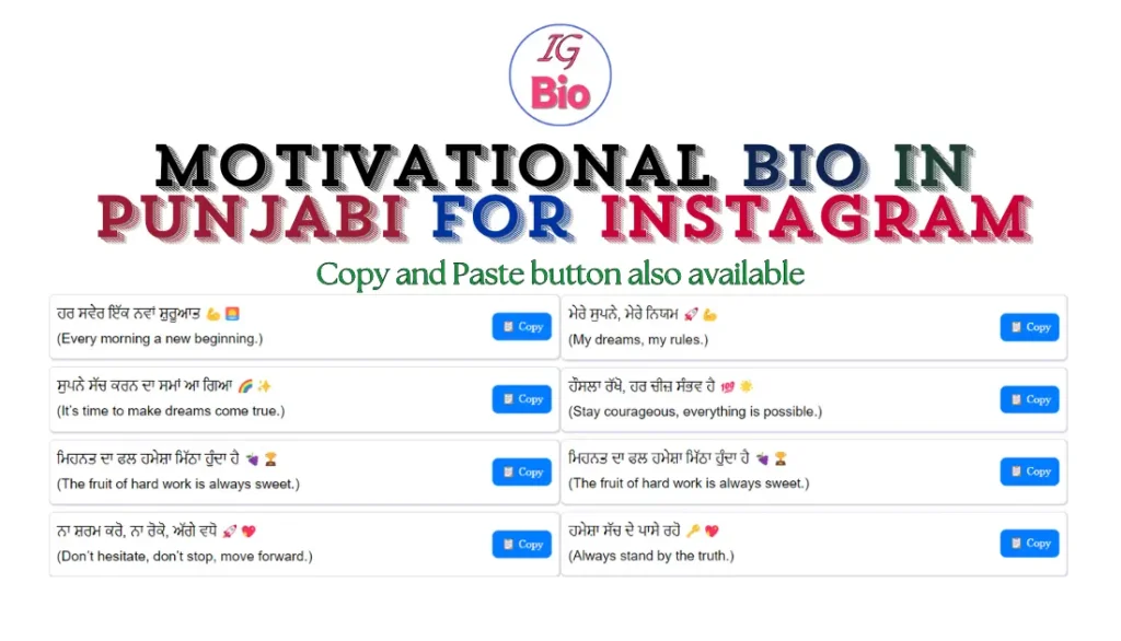 100+ Motivational Instagram Bio in Punjabi | Copy & Paste