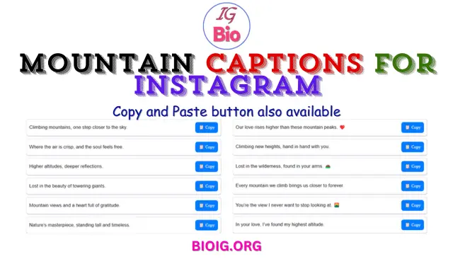 100+ Mountain Captions For Instagram | Copy & Paste