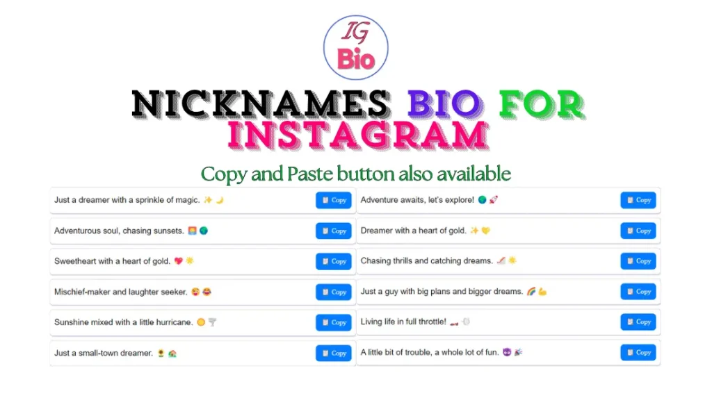 100+ Nicknames Bio for Instagram | Copy & Paste